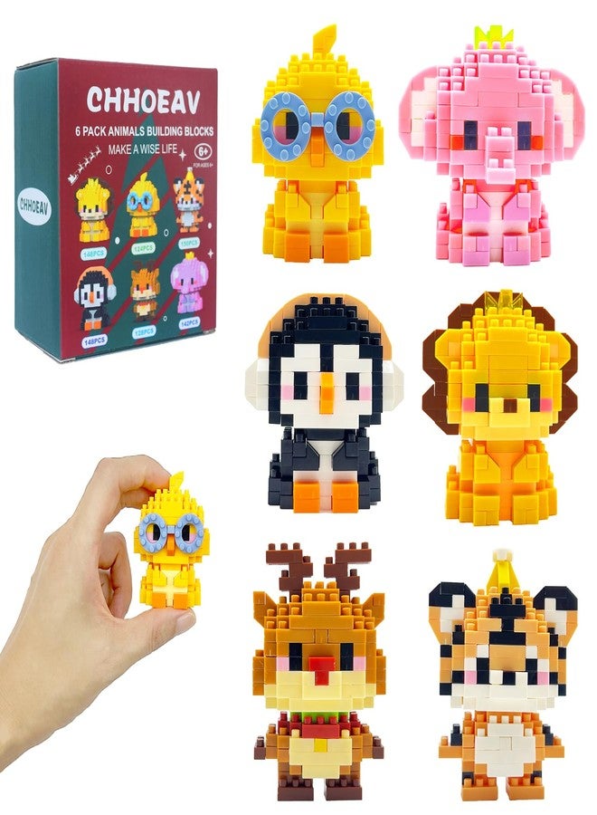 CHHOEAV 6 Pack Cute Mini Animal Building Blocks Toys for Kids Easter Egg Fillers, Valentines School Classroom Exchange Party Favors Gifts for Boys Girls Age 6-12+ - Image 1